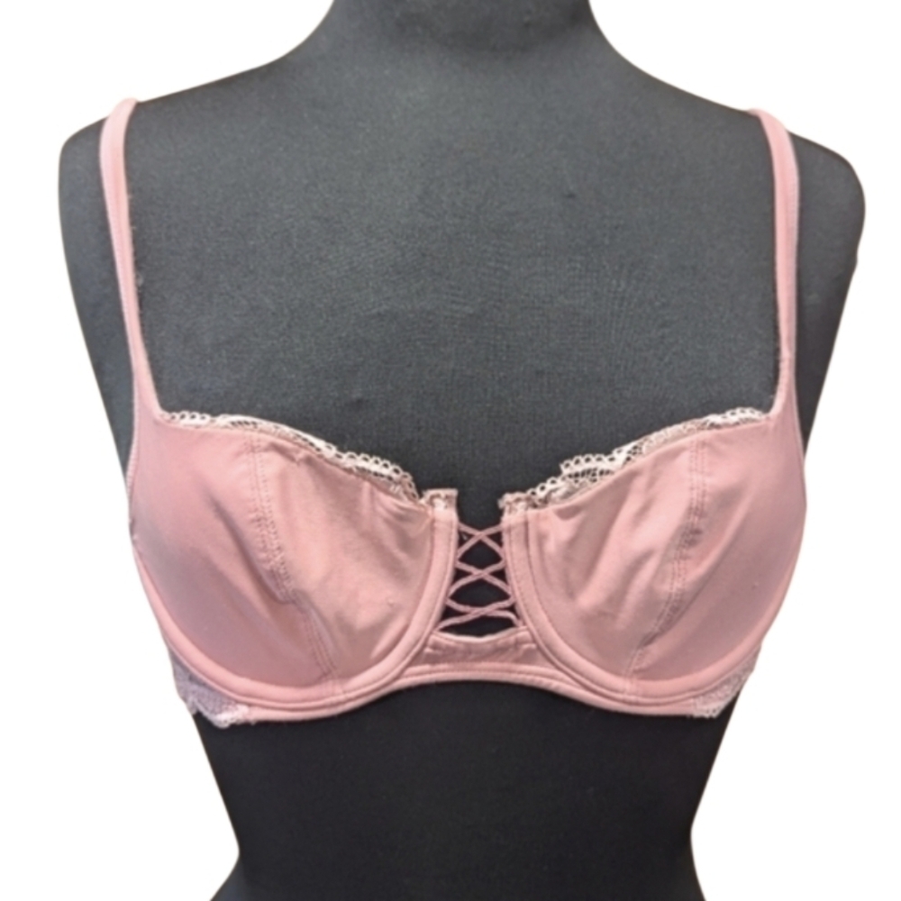 Vintage Y2K Victoria's Secret Bra 34A Pink Corset Underwire Feminine Coquette
